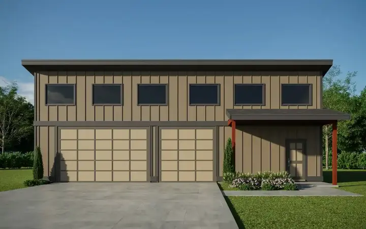 Contemporary house plans 17-1199 - front exterior, 1,596 sq ft, 0 bed, 1 bath house plans | Monster House Plans