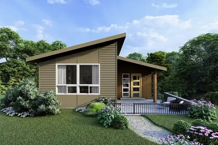 Contemporary house plans 17-1203 - front exterior, 1,947 sq ft, 3 bed, 2 bath house plans | Monster House Plans