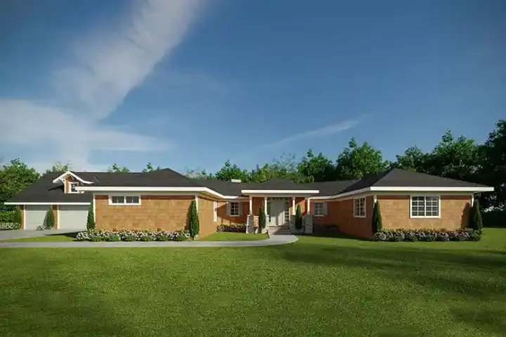 Ranch house plans 17-1205 - front exterior, 2,752 sq ft, 4 bed, 3 bath house plans | Monster House Plans