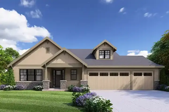 Country house plans 17-1215 - front exterior, 3,005 sq ft, 3 bed, 2 bath house plans | Monster House Plans