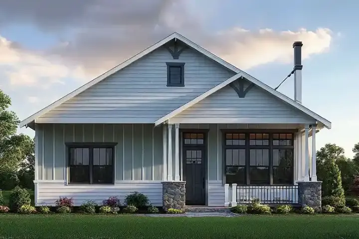 Craftsman house plans 17-1225 - front exterior, 916 sq ft, 1 bed, 1 bath house plans | Monster House Plans