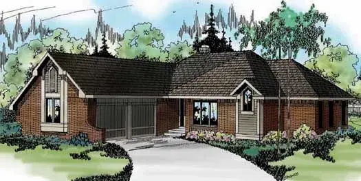 Traditional house plans 17-123 - front exterior, 1,729 sq ft, 3 bed, 2 bath house plans | Monster House Plans