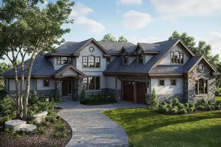 Craftsman house plans 17-1232 - front exterior, 3,557 sq ft, 4 bed, 3 bath house plans | Monster House Plans