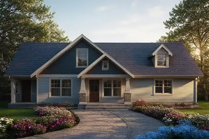 Craftsman house plans 17-1236 - front exterior, 1,546 sq ft, 3 bed, 2 bath house plans | Monster House Plans
