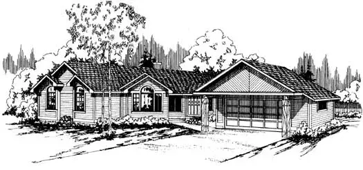 Ranch house plans 17-126 - front exterior, 2,380 sq ft, 3 bed, 2 bath house plans | Monster House Plans