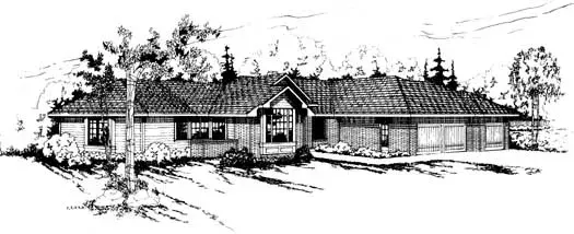 Ranch house plans 17-135 - front exterior, 2,504 sq ft, 4 bed, 2 bath house plans | Monster House Plans