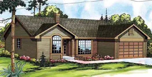 Traditional house plans 17-147 - front exterior, 1,485 sq ft, 3 bed, 2 bath house plans | Monster House Plans