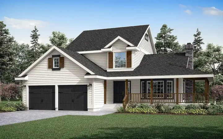 Traditional house plans 17-159 - front exterior, 1,645 sq ft, 3 bed, 2 bath house plans | Monster House Plans