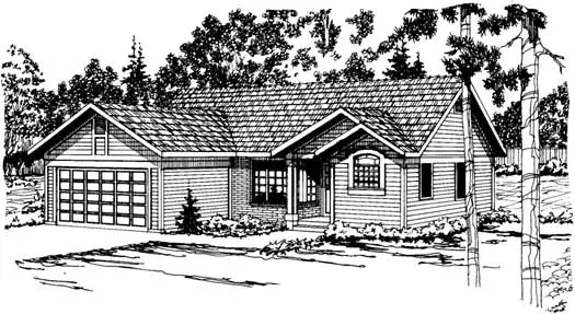 Traditional house plans 17-164 - front exterior, 1,293 sq ft, 3 bed, 2 bath house plans | Monster House Plans