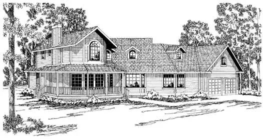 Farmhouse house plans 17-168 - front exterior, 2,625 sq ft, 3 bed, 2 bath house plans | Monster House Plans