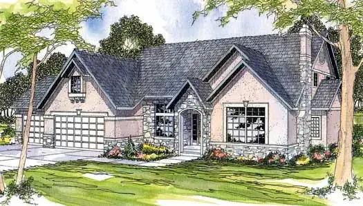 European house plans 17-183 - front exterior, 3,040 sq ft, 3 bed, 2 bath house plans | Monster House Plans