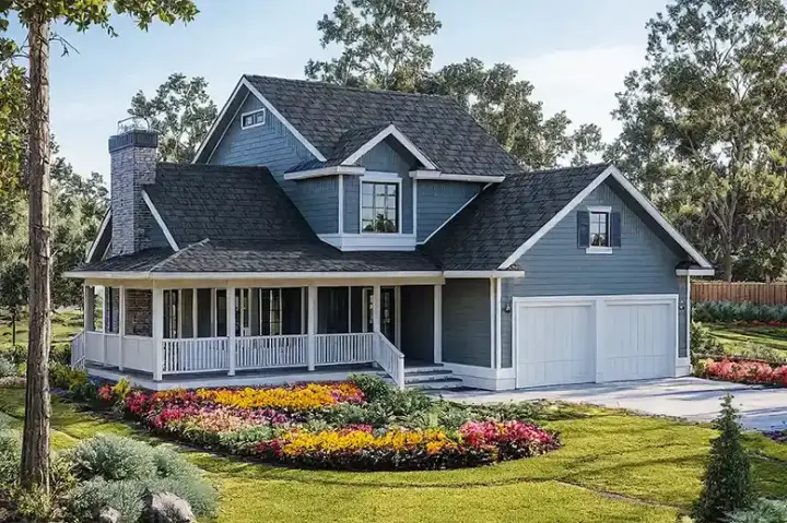 Country house plans 17-184 - front exterior, 1,764 sq ft, 3 bed, 2 bath house plans | Monster House Plans