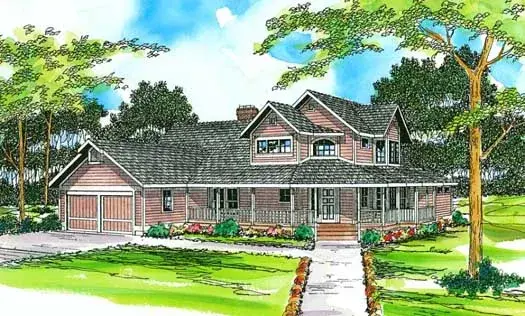 Country house plans 17-187 - front exterior, 2,703 sq ft, 3 bed, 2 bath house plans | Monster House Plans