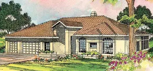 Southwest house plans 17-188 - front exterior, 2,491 sq ft, 4 bed, 2 bath house plans | Monster House Plans