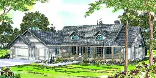Country house plans 17-189 - front exterior, 2,299 sq ft, 4 bed, 2 bath house plans | Monster House Plans