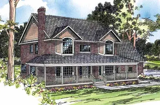 Country house plans 17-194 - front exterior, 2,678 sq ft, 4 bed, 2 bath house plans | Monster House Plans