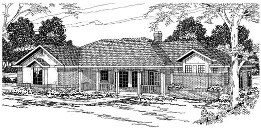 Ranch house plans 17-195 - front exterior, 2,071 sq ft, 3 bed, 2 bath house plans | Monster House Plans