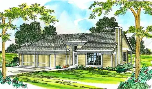 Traditional house plans 17-199 - front exterior, 1,308 sq ft, 3 bed, 2 bath house plans | Monster House Plans