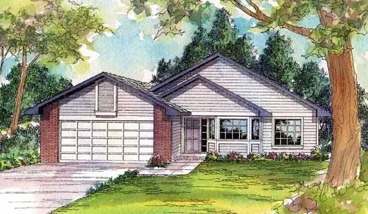 Traditional house plans 17-200 - front exterior, 1,415 sq ft, 3 bed, 2 bath house plans | Monster House Plans