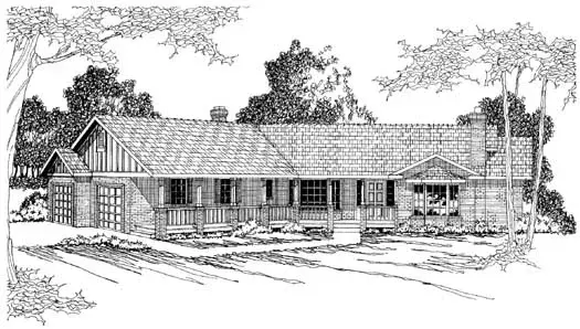 Ranch house plans 17-205 - front exterior, 2,568 sq ft, 4 bed, 3 bath house plans | Monster House Plans