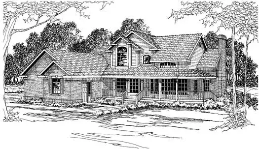 Country house plans 17-206 - front exterior, 2,318 sq ft, 3 bed, 2 bath house plans | Monster House Plans