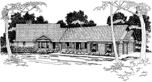 Ranch house plans 17-211 - front exterior, 2,695 sq ft, 4 bed, 3 bath house plans | Monster House Plans