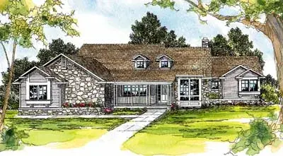 Country house plans 17-226 - front exterior, 3,102 sq ft, 4 bed, 3 bath house plans | Monster House Plans