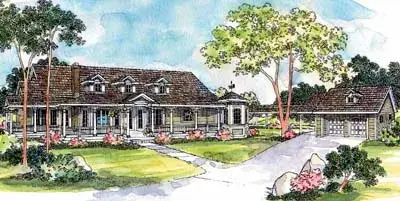 Country house plans 17-236 - front exterior, 2,966 sq ft, 3 bed, 2 bath house plans | Monster House Plans
