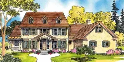 Southern Colonial house plans 17-239 - front exterior, 4,076 sq ft, 5 bed, 4 bath house plans | Monster House Plans