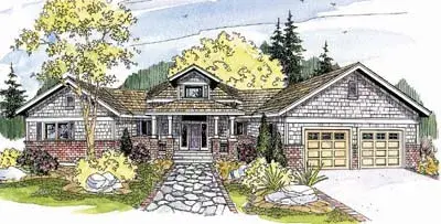 Craftsman house plans 17-251 - front exterior, 2,635 sq ft, 3 bed, 2 bath house plans | Monster House Plans
