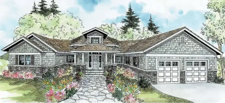 Craftsman house plans 17-254 - front exterior, 2,827 sq ft, 3 bed, 2 bath house plans | Monster House Plans