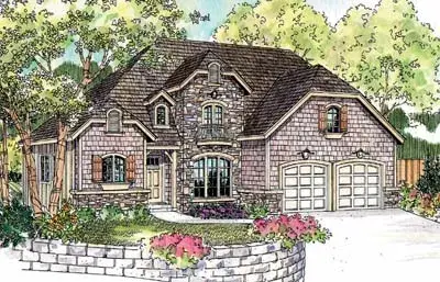 English Country house plans 17-256 - front exterior, 2,339 sq ft, 3 bed, 2 bath house plans | Monster House Plans