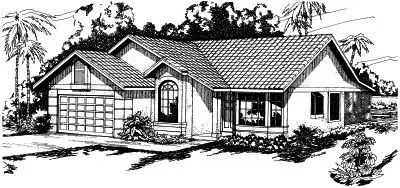 Southwest house plans 17-259 - front exterior, 1,572 sq ft, 2 bed, 2 bath house plans | Monster House Plans