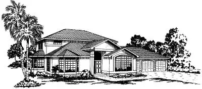 Mediterranean house plans 17-271 - front exterior, 3,717 sq ft, 4 bed, 2 bath house plans | Monster House Plans