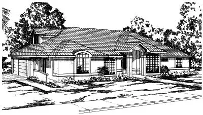 Mediterranean house plans 17-273 - front exterior, 2,950 sq ft, 3 bed, 3 bath house plans | Monster House Plans