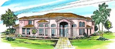 Mediterranean house plans 17-275 - front exterior, 3,326 sq ft, 5 bed, 3 bath house plans | Monster House Plans