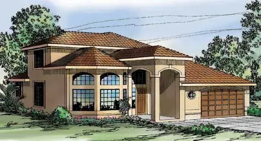 Mediterranean house plans 17-276 - front exterior, 2,403 sq ft, 3 bed, 2 bath house plans | Monster House Plans