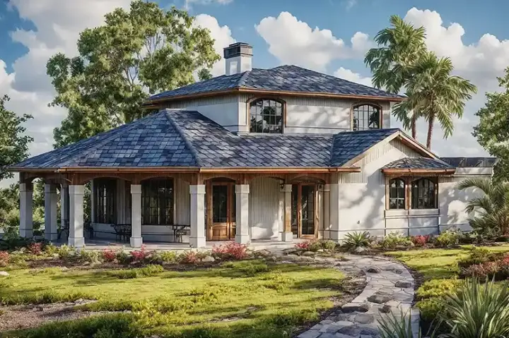 Mediterranean house plans 17-277 - front exterior, 1,575 sq ft, 2 bed, 2 bath house plans | Monster House Plans