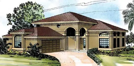 Mediterranean house plans 17-278 - front exterior, 2,860 sq ft, 4 bed, 3 bath house plans | Monster House Plans