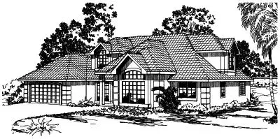 Mediterranean house plans 17-287 - front exterior, 2,573 sq ft, 3 bed, 2 bath house plans | Monster House Plans