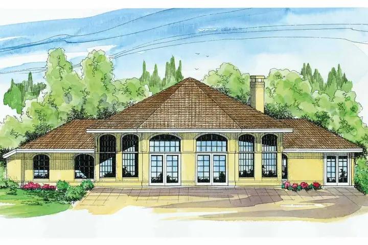 Mediterranean house plans 17-297 - front exterior, 1,975 sq ft, 3 bed, 2 bath house plans | Monster House Plans