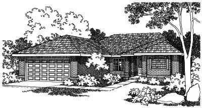 Traditional house plans 17-307 - front exterior, 1,349 sq ft, 3 bed, 2 bath house plans | Monster House Plans