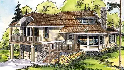 Contemporary house plans 17-315 - front exterior, 1,434 sq ft, 1 bed, 2 bath house plans | Monster House Plans