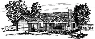 Traditional house plans 17-317 - front exterior, 1,712 sq ft, 3 bed, 2 bath house plans | Monster House Plans