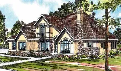 European house plans 17-326 - front exterior, 3,129 sq ft, 4 bed, 3 bath house plans | Monster House Plans