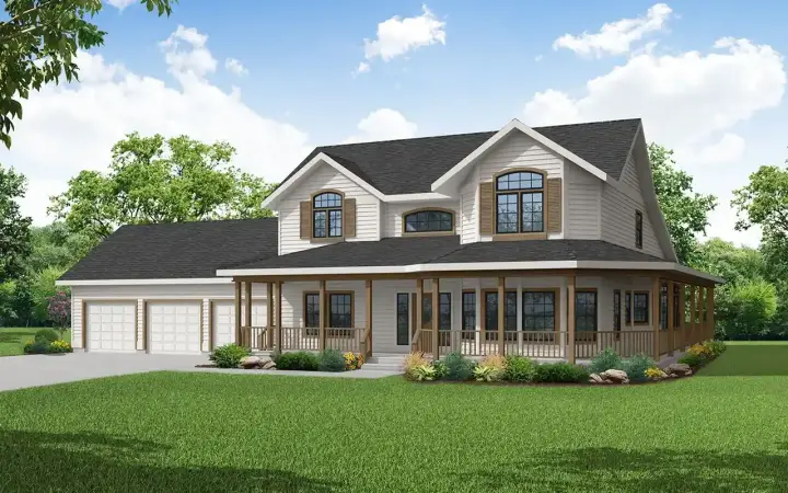 Country house plans 17-328 - front exterior, 3,737 sq ft, 4 bed, 3 bath house plans | Monster House Plans