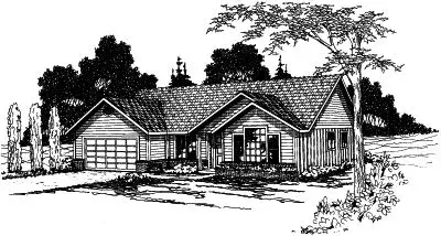 Traditional house plans 17-332 - front exterior, 1,515 sq ft, 3 bed, 2 bath house plans | Monster House Plans