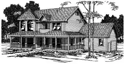 Country house plans 17-334 - front exterior, 2,812 sq ft, 4 bed, 2 bath house plans | Monster House Plans