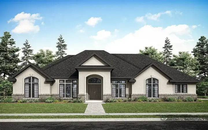 Southwest house plans 17-339 - front exterior, 3,032 sq ft, 4 bed, 3 bath house plans | Monster House Plans
