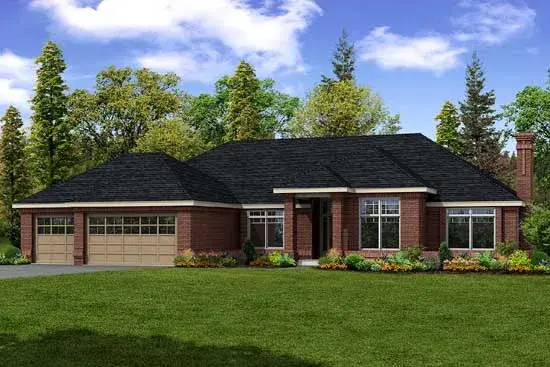 Traditional house plans 17-350 - front exterior, 2,684 sq ft, 3 bed, 2 bath house plans | Monster House Plans